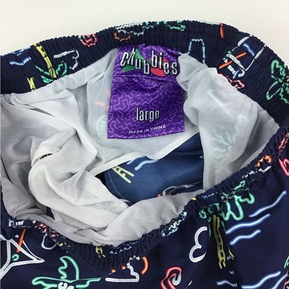 Chubbies Neon Print Swim Trunks Men’s Large Blue - Picture 4 of 7